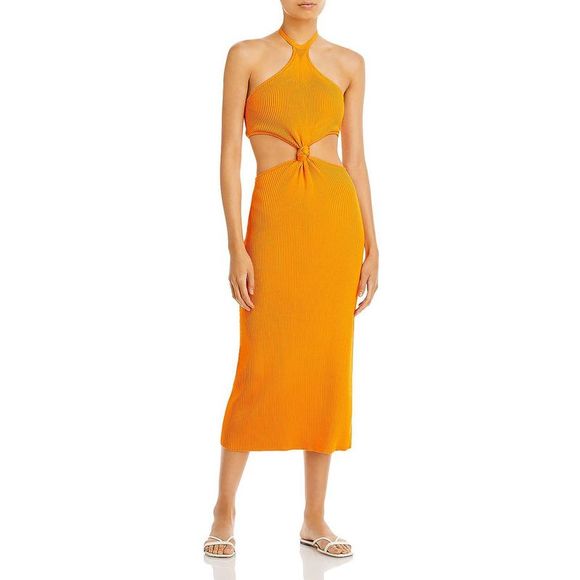 Cult Gaia Dresses & Skirts - Cult Gaia Womens Cameron Orange Halter Long Cut-Out Maxi Dress NWT